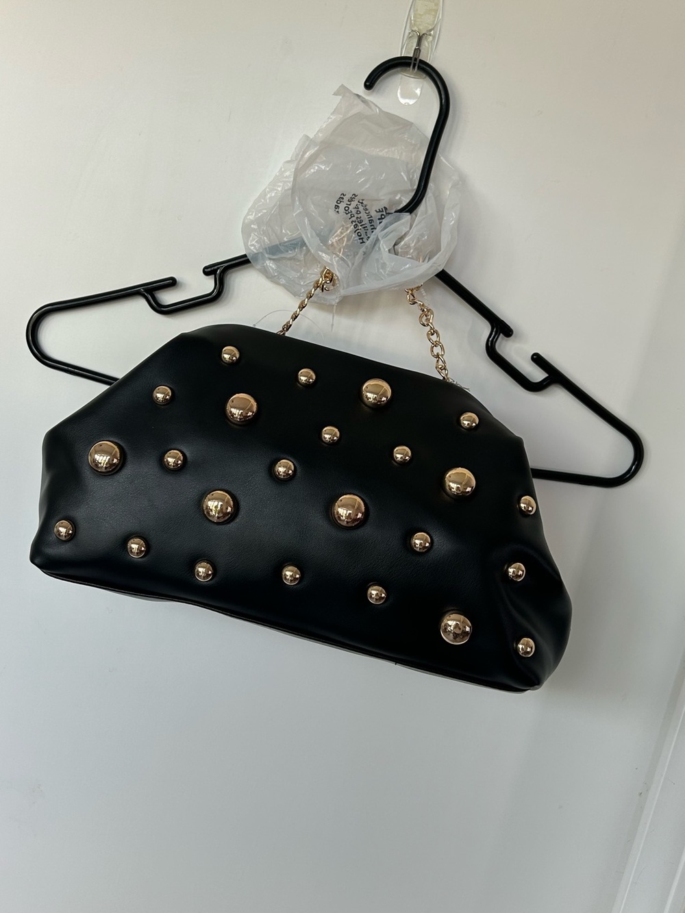 NWT A New Day Studded Oversized Clutch Bag with Gold Chain Strap - Black